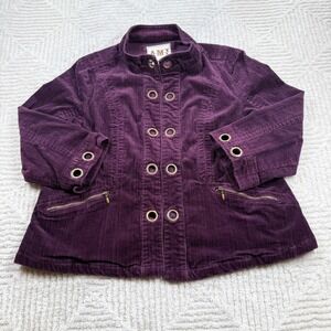 A.M.I. Corduroy Jacket Women's XL Purple Grommet Military Steampunk Boho Y2K